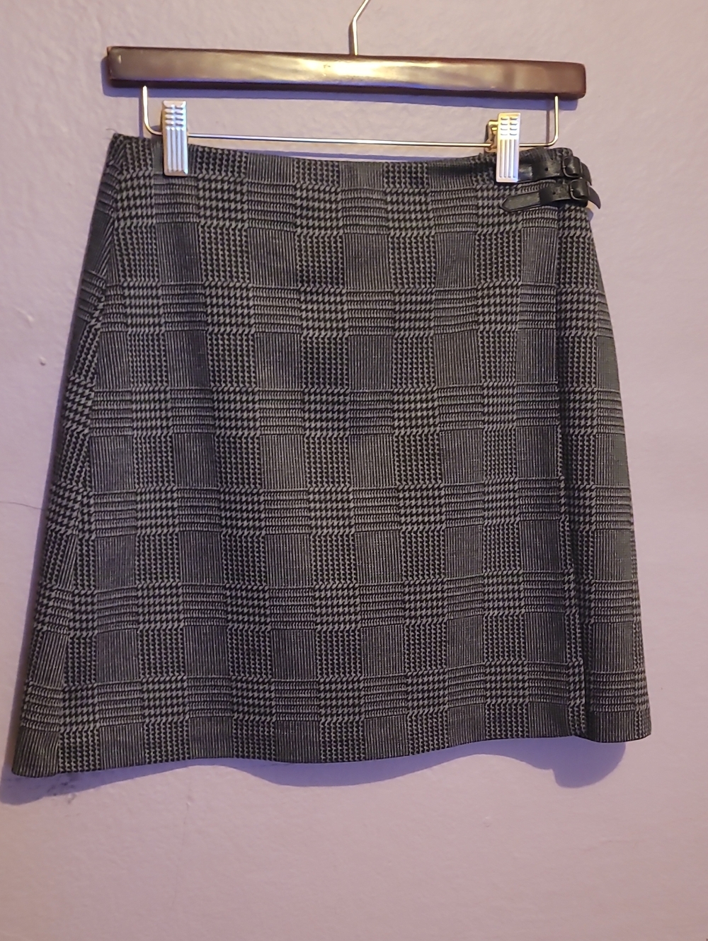 Vince Camuto Glen Plaid A-Line Skirt in Black and Gray
